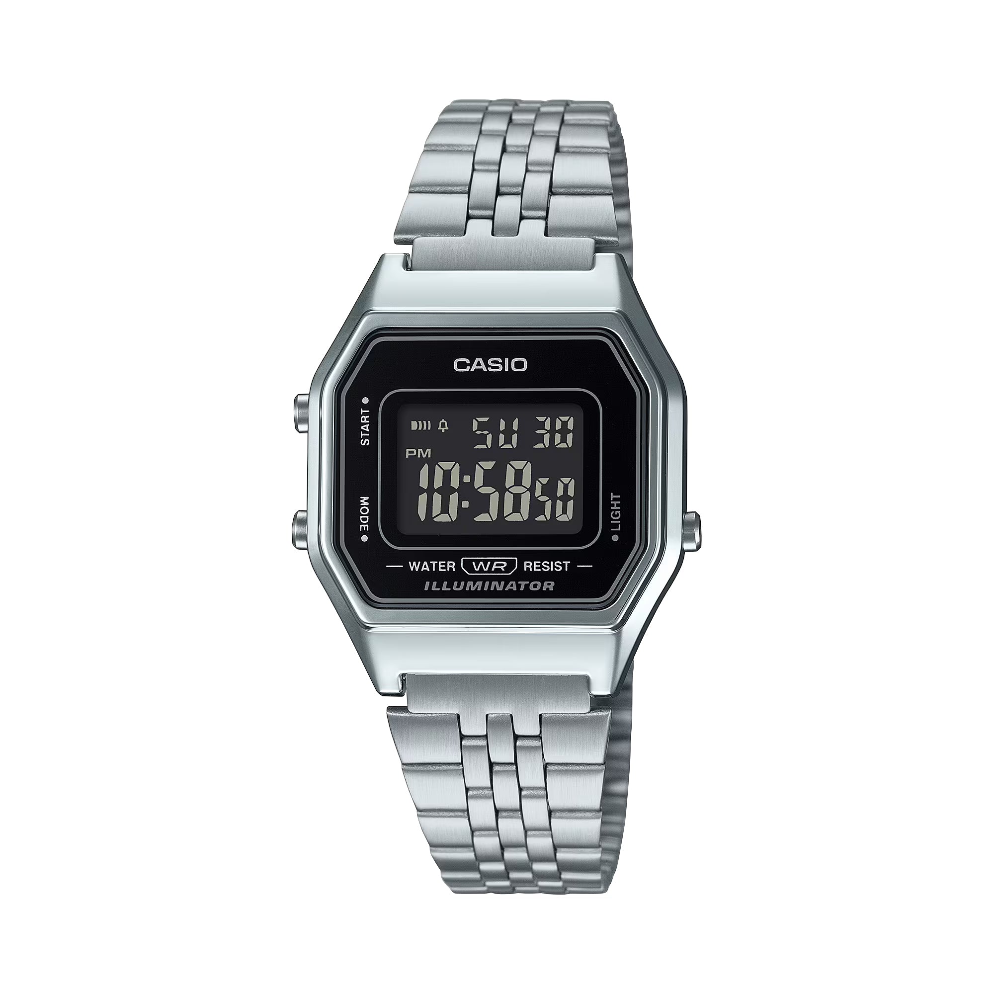 Casio Women Silver Digital Watch with Black Frame - LA-680WA-1BDF