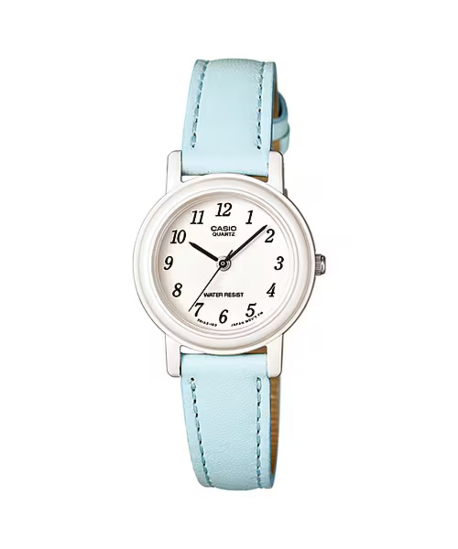 Casio Women White Analog Watch with Light Blue Leather Strap Ð LQ-139L-2B