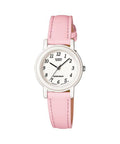 Casio Women White Dial Pink Leather Strap Watch - LQ-139L-4B1