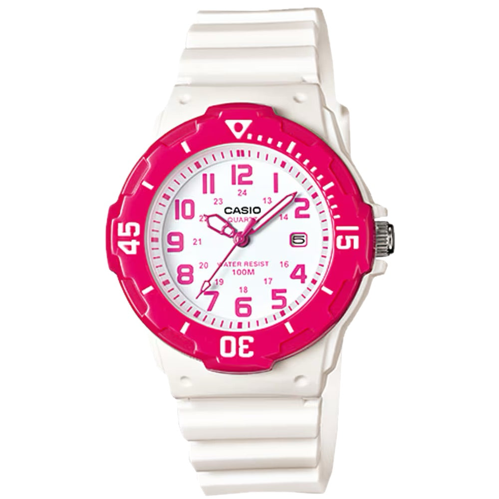 Casio Women Water-Resistant Analog Watch with Coral Dial - LRW-200H-4BV