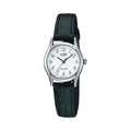 Casio Women Black Leather Watch with White Dial - LTP-1094E-7BRDF