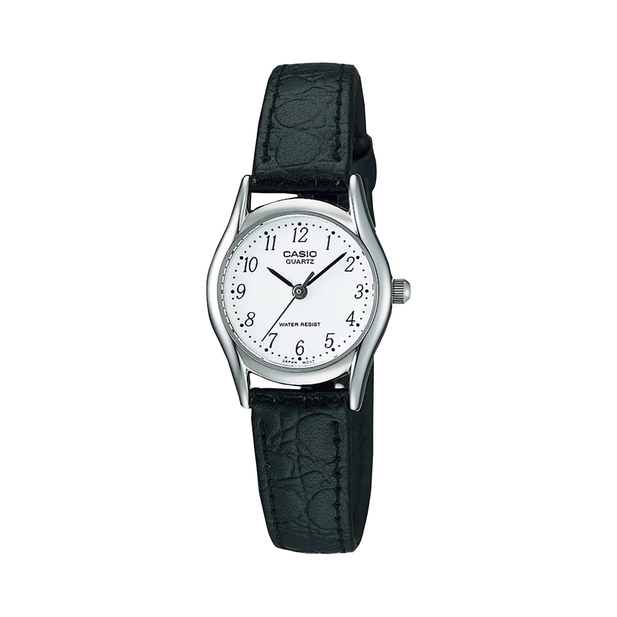 Casio Women Black Leather Watch with White Dial - LTP-1094E-7BRDF