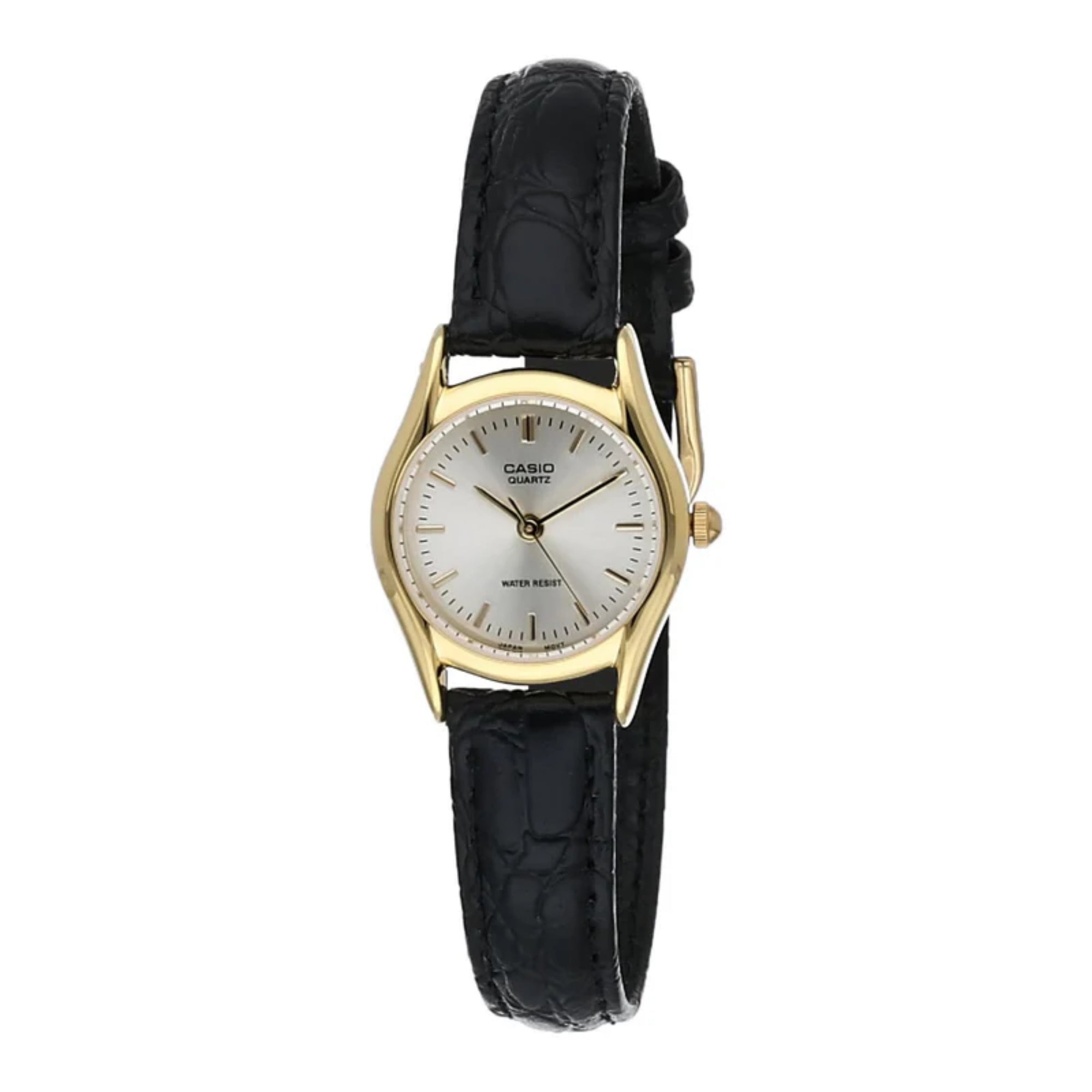 Casio Women Black Leather Band Analog Watch White Dial- LTP-1094Q-7ARDF