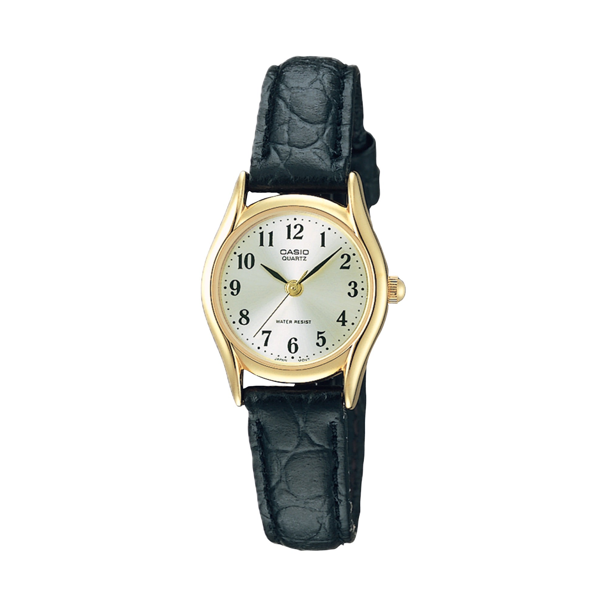 Casio Women Gold-Tone Case Black Leather Band Analog Watch - LTP-1094Q-7B2RDF