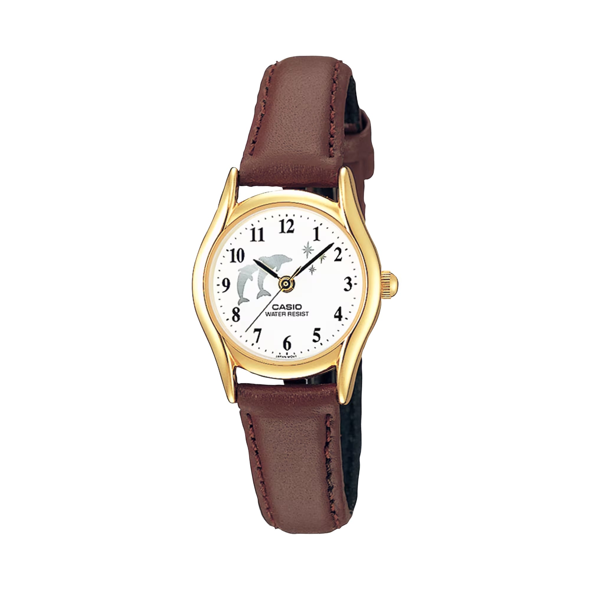 Casio Women Gold Analog Watch with Brown Leather Band - LTP-1094Q-7B9RDF