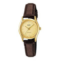 Casio Women Brown Leather Strap Analog Watch with Gold Dial - LTP-1094Q-9ARDF
