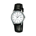 Casio Women Black Leather Band Silver Dial Analog Watch - LTP-1183E-7A