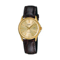 Casio Women Gold Dial Brown Leather Strap Watch - LTP-1183Q-9A
