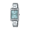 Casio Women Silver Analog Watch Aqua Dial Stainless Steel Bracelet - LTP-1234DD-2ADF