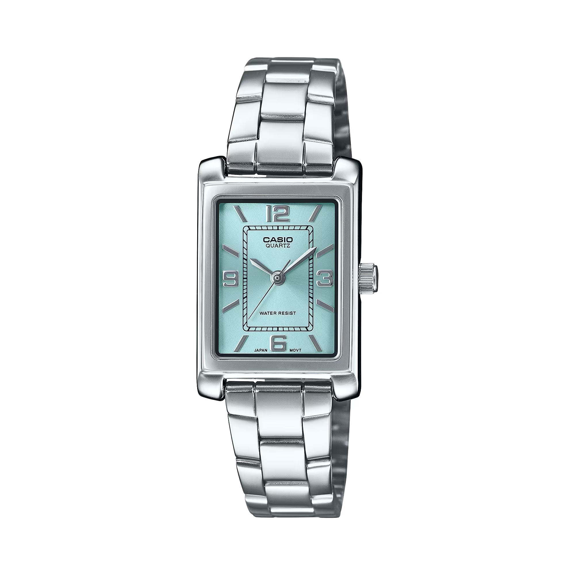 Casio Women Silver Analog Watch Aqua Dial Stainless Steel Bracelet - LTP-1234DD-2ADF