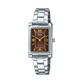 Casio Women Brown Rectangle Tonneau Bracelet - LTP-1234DD-5ADF