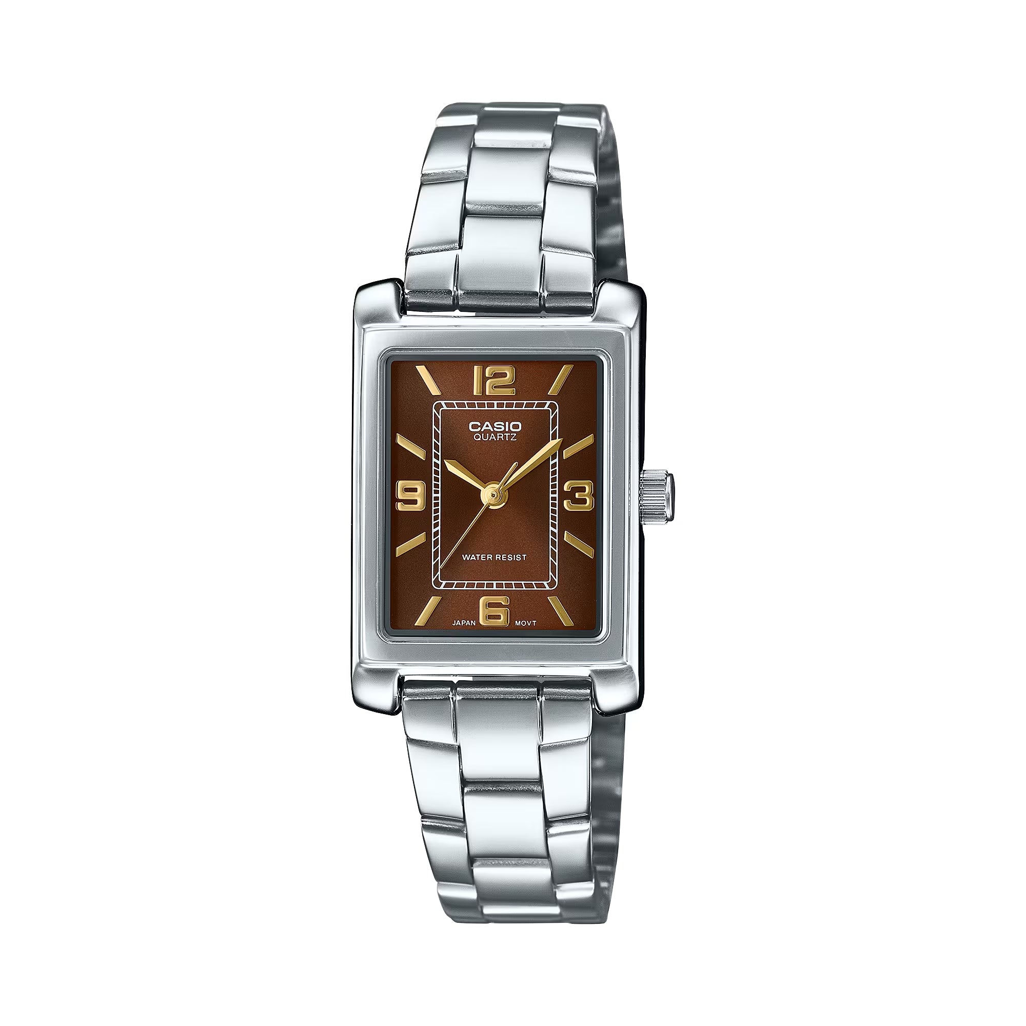 Casio Women Brown Rectangle Tonneau Bracelet - LTP-1234DD-5ADF
