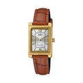 Casio Women Silver Dial Analog Watch Brown Leather Band - LTP-1234GLL-7ADF