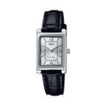 Casio Women Silver Dial Analog Watch Black Leather Band - LTP-1234LL-7ADF
