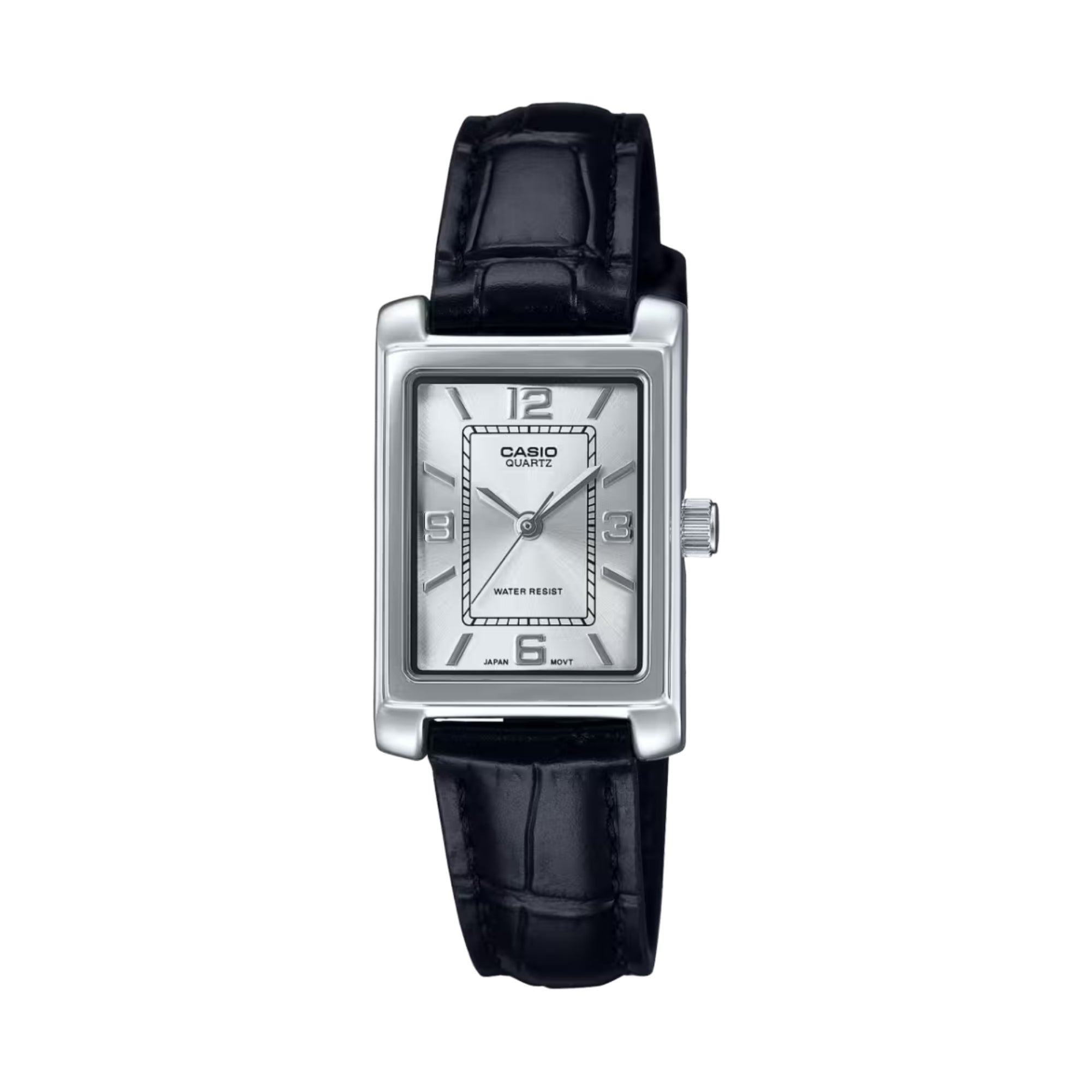 Casio Women Silver Dial Analog Watch Black Leather Band - LTP-1234LL-7ADF