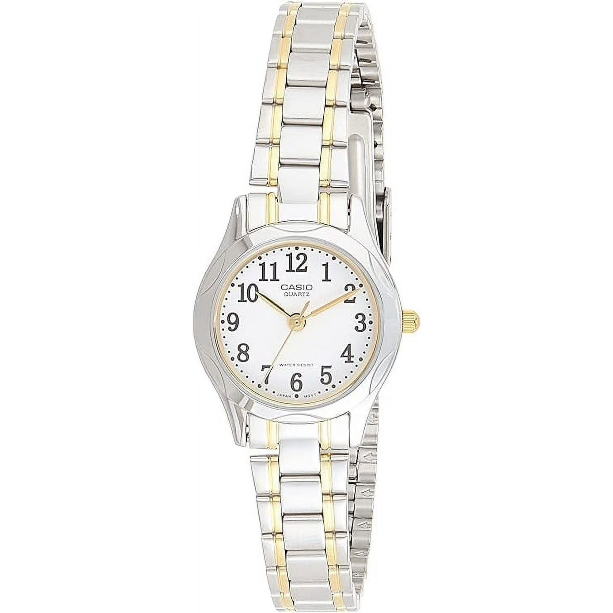 Casio Women Two Tone Analog Watch White Dial Steel Bracelet - LTP-1275SG-7B