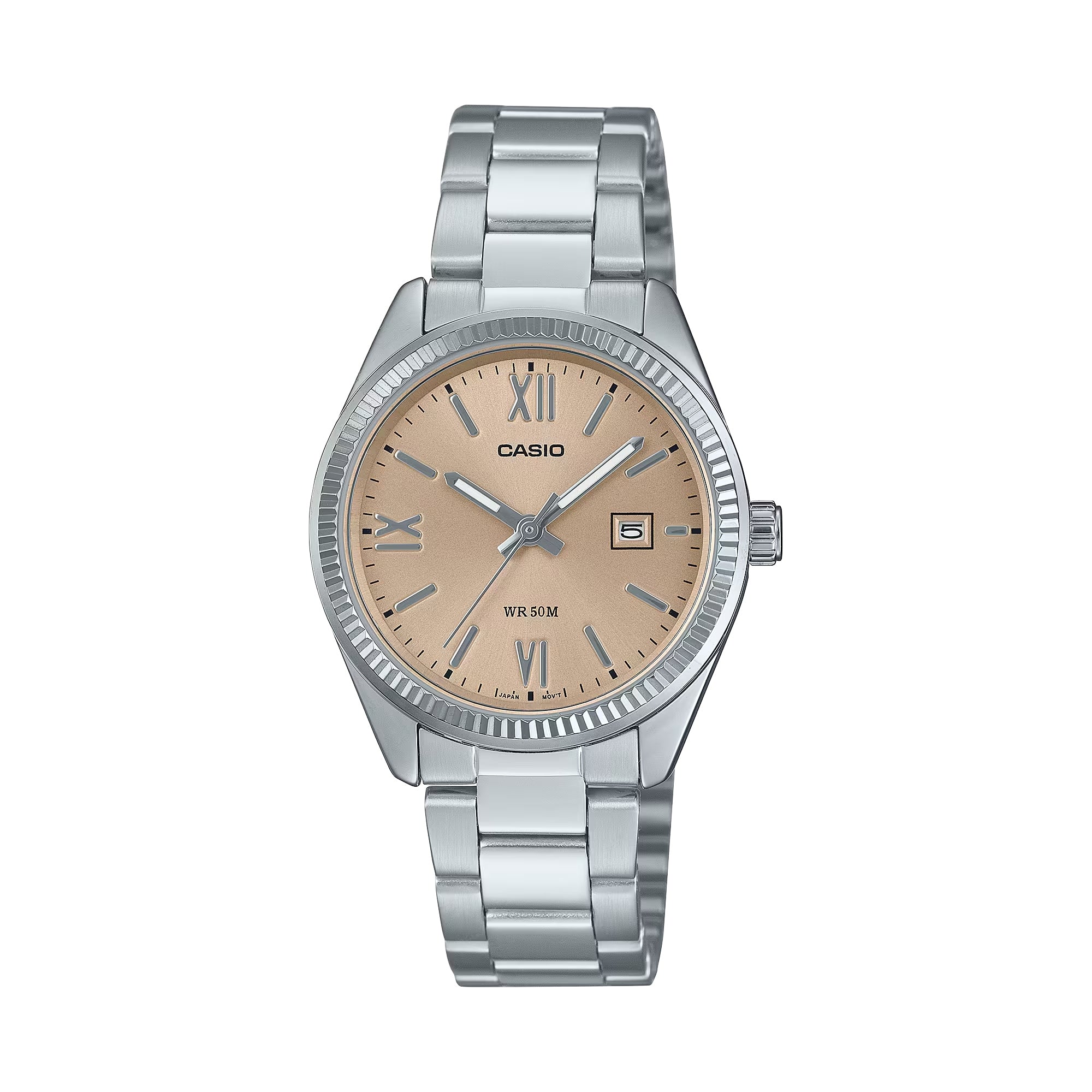Casio Women Silver Steel Analog Watch with Champagne Dial - LTP-1302DD-4A2VDF