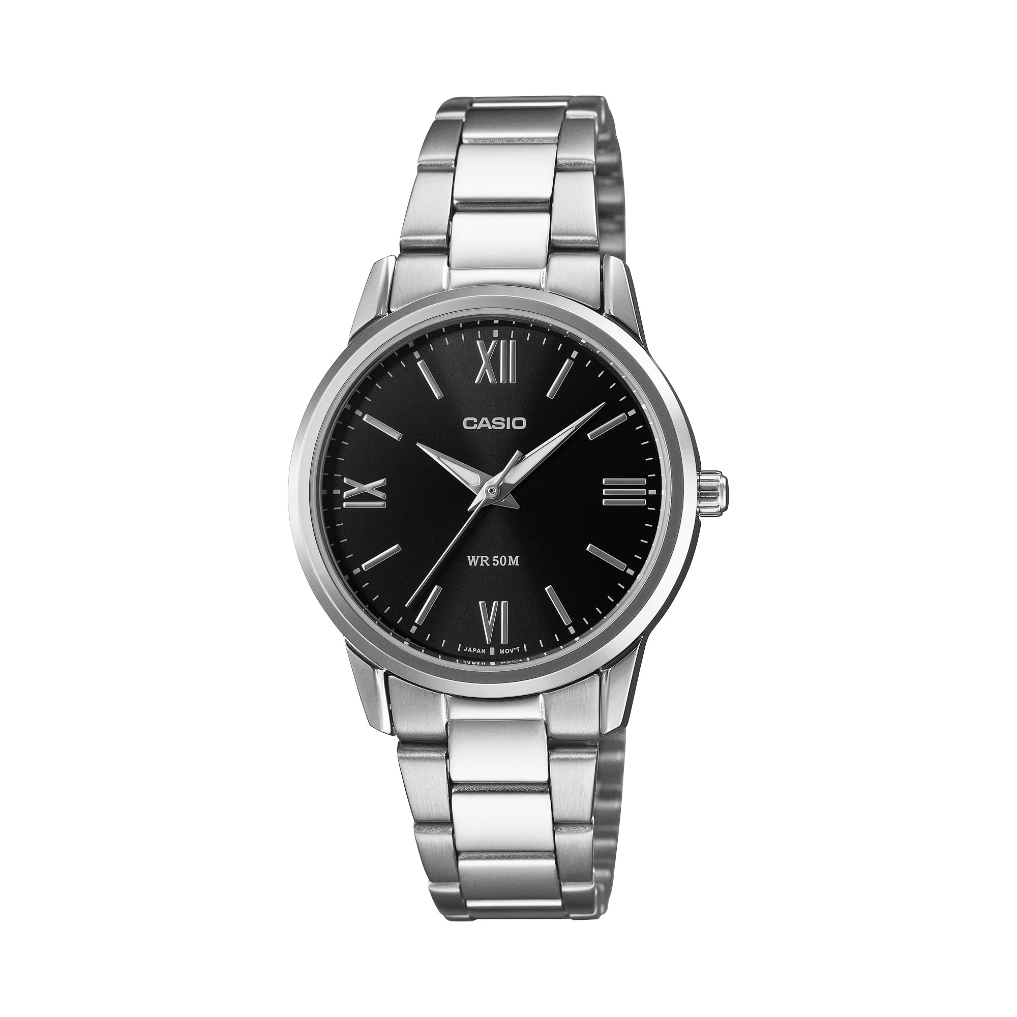 Casio Women Black Dial Roman Numeral Stainless Steel Watch - LTP-1303DD-1AVDF