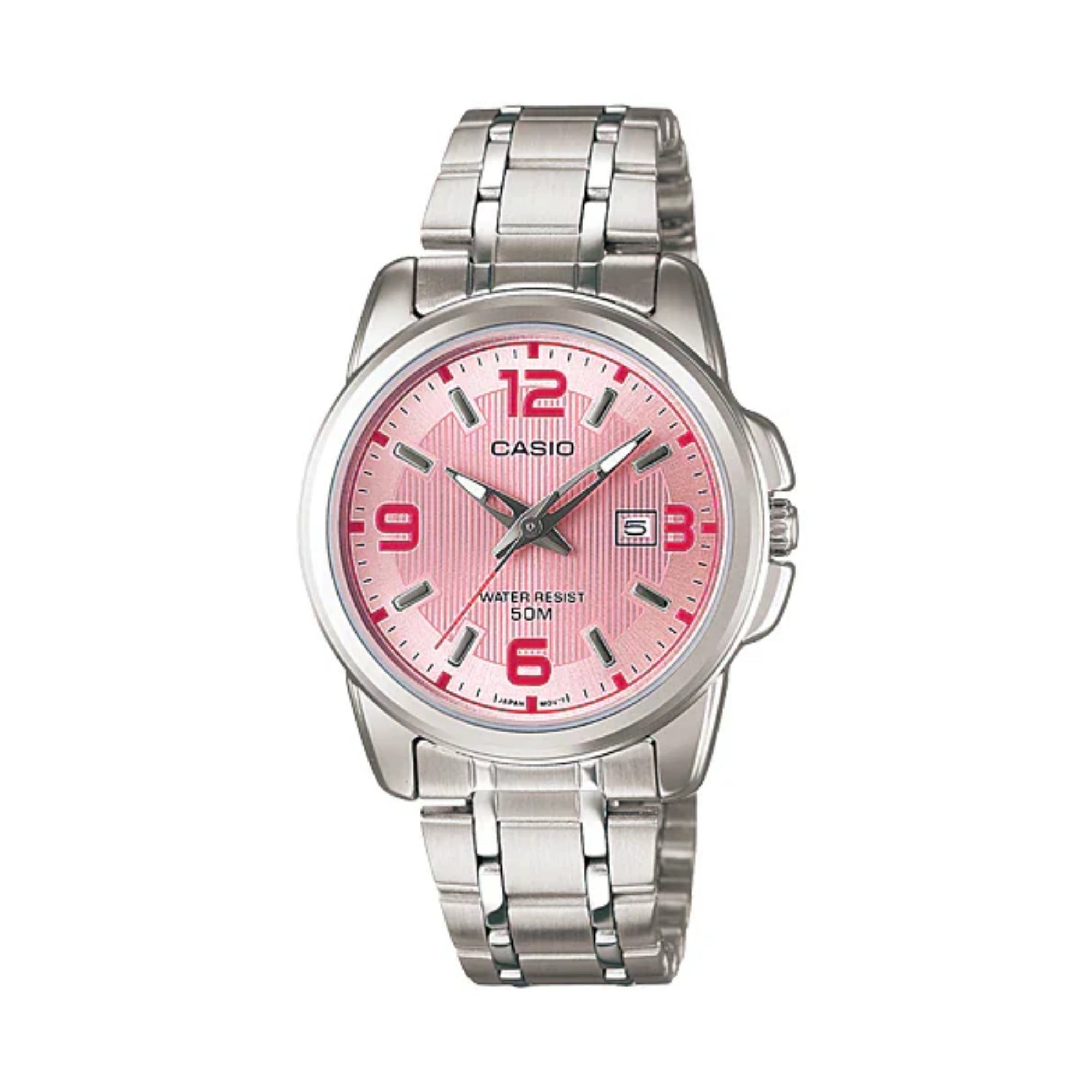 Casio Women Silver Analog Watch Pink Dial Stainless Steel Bracelet - LTP-1314D-5AVDF