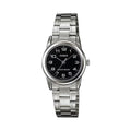 Casio Women Silver Analog Watch with Black Dial - LTP-V001D-1B