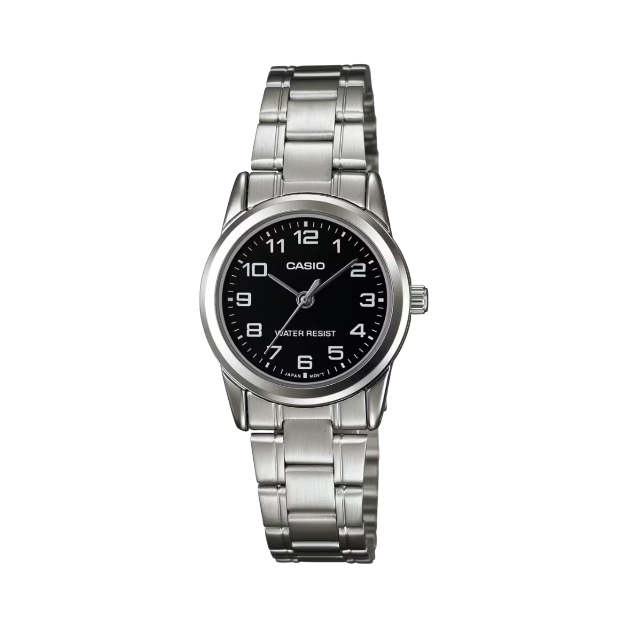 Casio Women Silver Analog Watch with Black Dial - LTP-V001D-1B