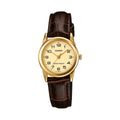 Casio Women Classic Analog Watch With Brown Leather Strap - LTP-V001GL-9B