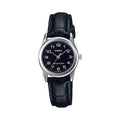 Casio Women Black Dial Analog Watch with Leather Strap - LTP-V001L-1B