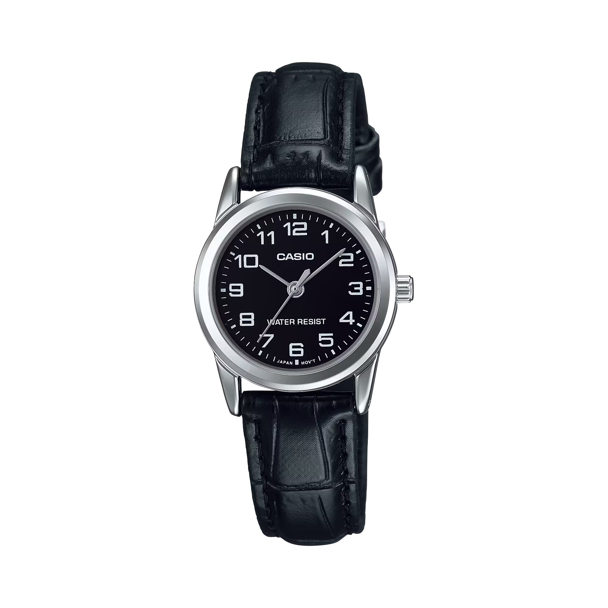 Casio Women Black Dial Analog Watch with Leather Strap - LTP-V001L-1B