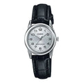 Casio Women Silver Dial Analog Watch with Black Leather Strap - LTP-V001L-7BUDF