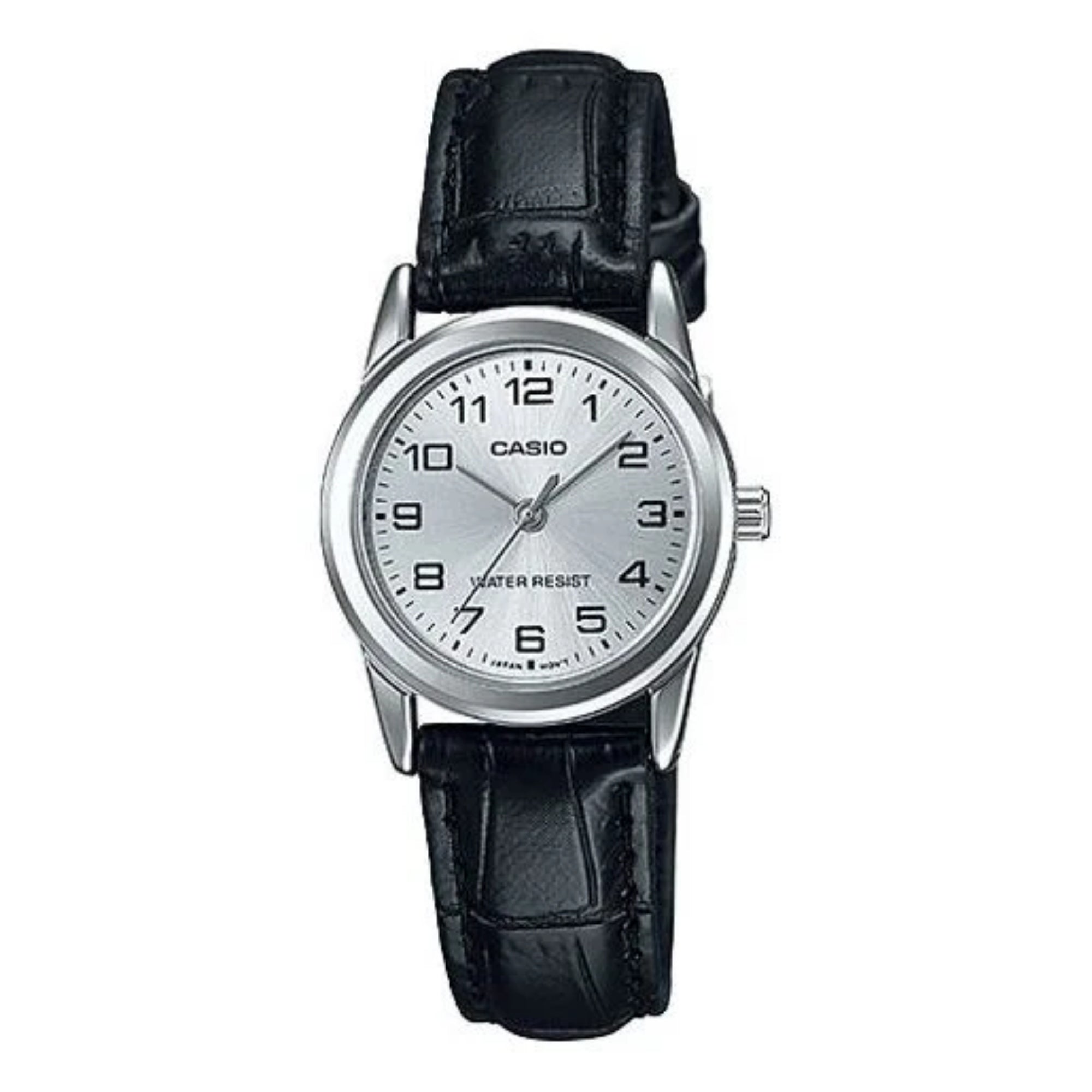 Casio Women Silver Dial Analog Watch with Black Leather Strap - LTP-V001L-7BUDF