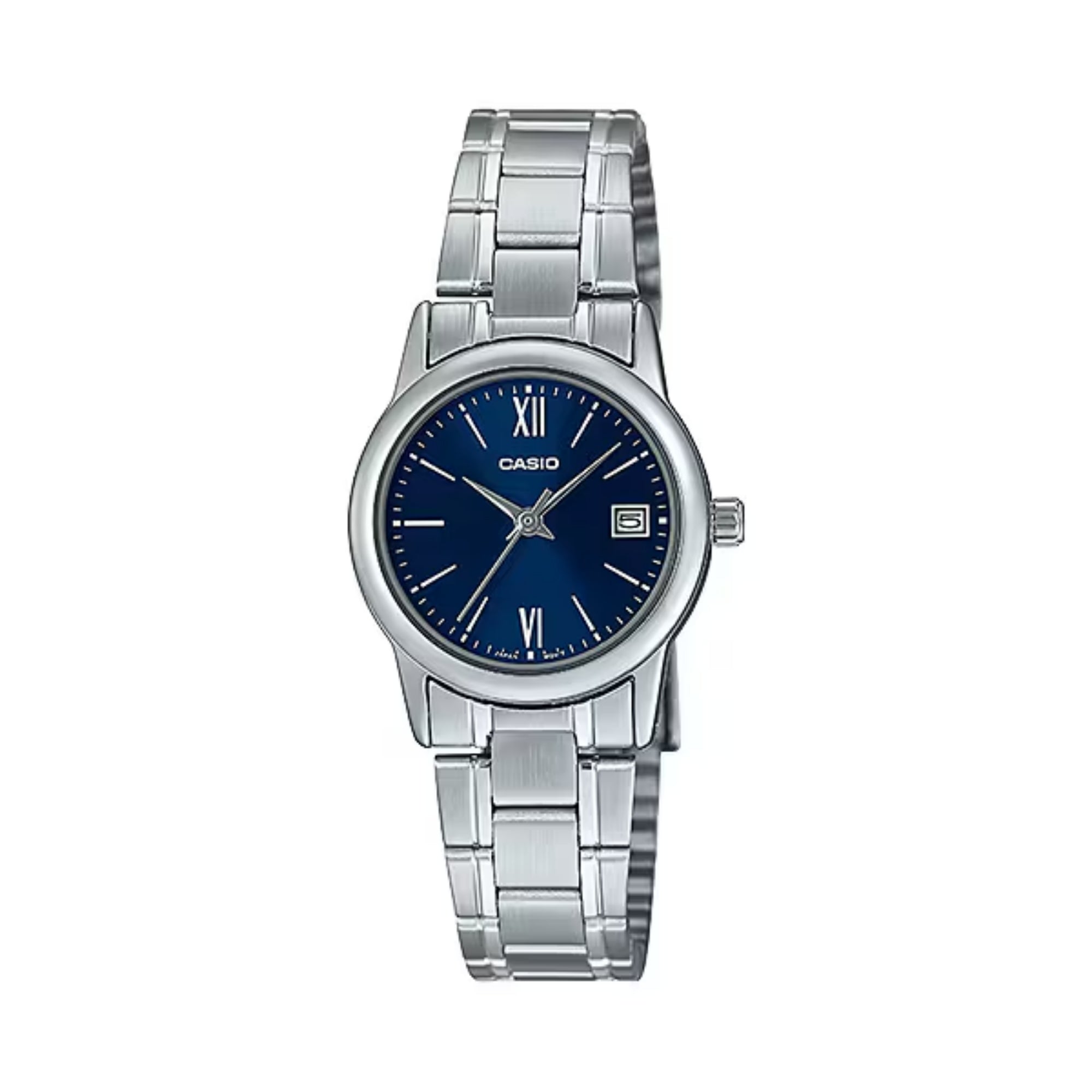Casio Women Blue Dial Stainless Steel Date Watch - LTP-V002D-2B3UDF