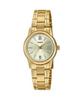 Casio Women Gold-Tone Stainless Steel Watch with Champagne Dial - LTP-V002G-9B3UDF