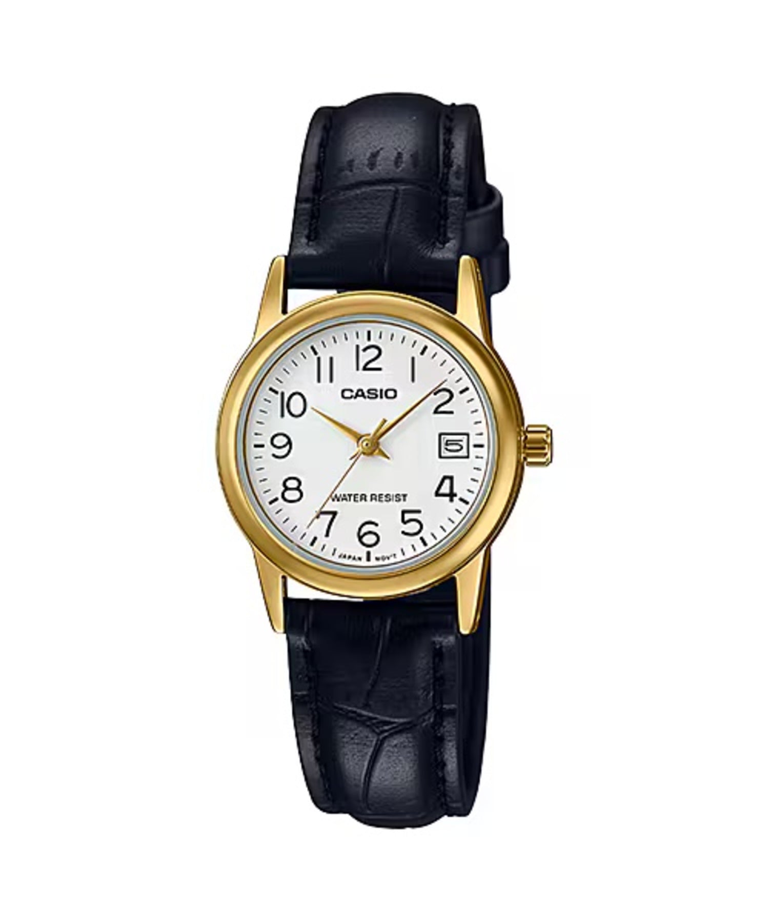 Casio Women Gold-Tone White Dial Leather Band Analog Watch - LTP-V002GL-7BUDF