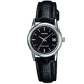 Casio Women Black Leather Analog Watch with Black Dial - LTP-V002L-1AUDF