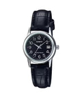 Casio Women Black Leather Watch with Black Dial - LTP-V002L-1BUDF
