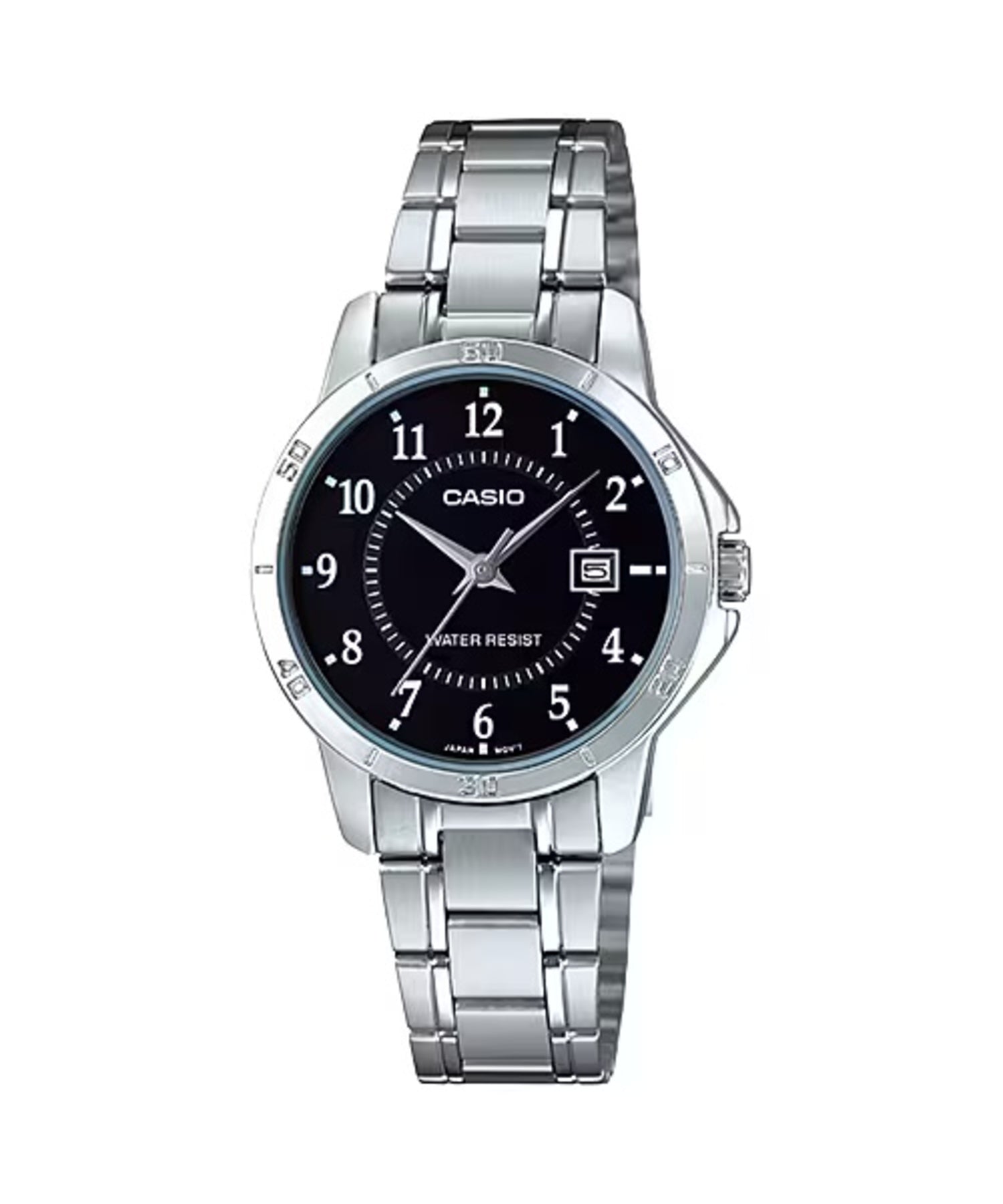Casio Women Silver Bracelet Watch with Black Dial - LTP-V004D-1B