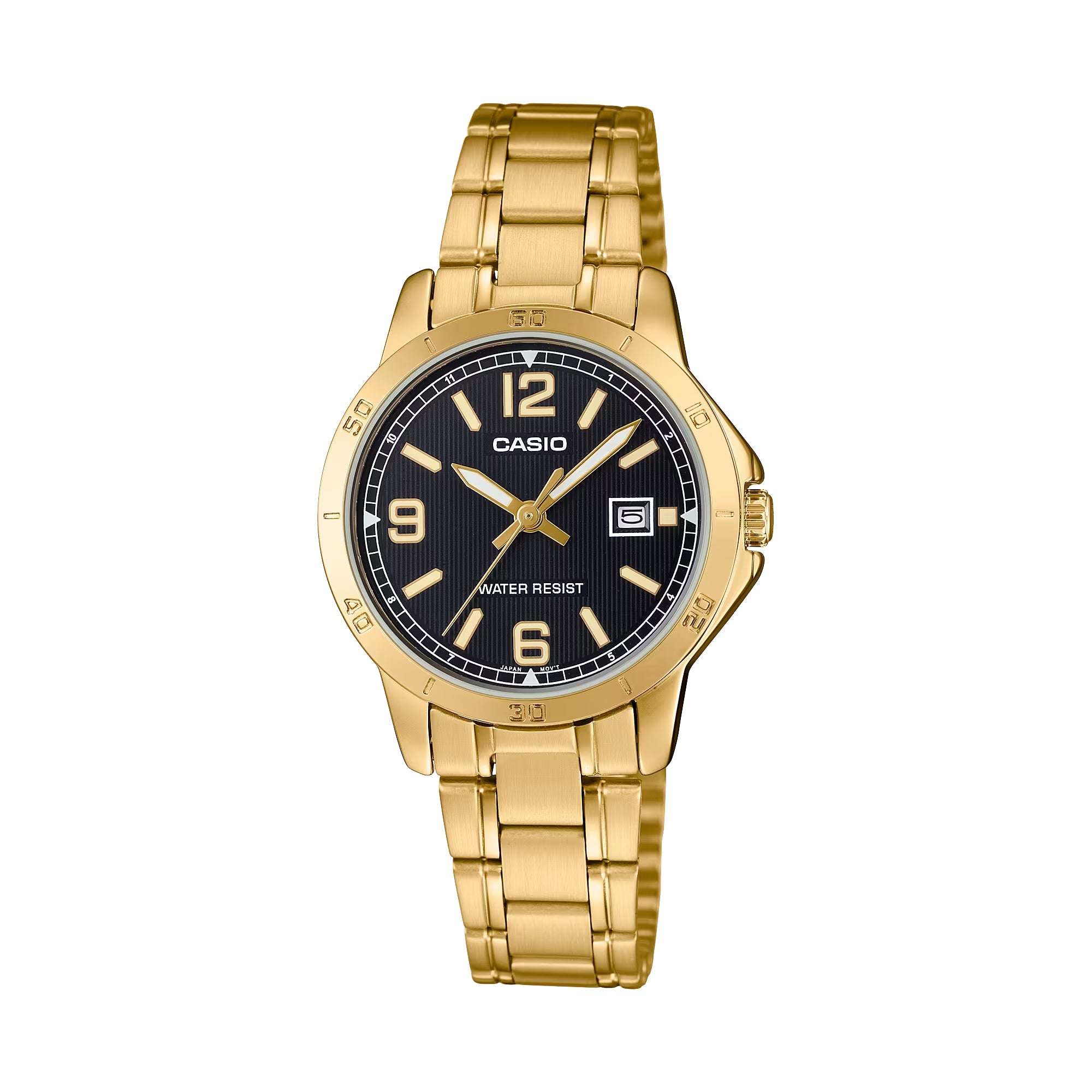 Casio Women Gold Bracelet Analog Watch with Black Dial - LTP-V004G-1BUDF