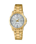 Casio Women Silver Dial Gold-Tone Stainless Steel Bracelet Watch - LTP-V004G-7B2UDF