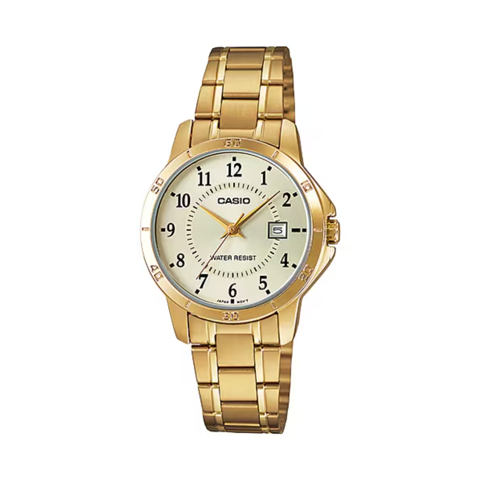 Casio Women Gold Analog Watch Champagne Dial Steel Bracelet - LTP-V004G-9BUDF