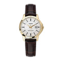 Casio Women Gold Analog Watch with White Dial and Brown Leather Strap - LTP-V004GL-7AUDF
