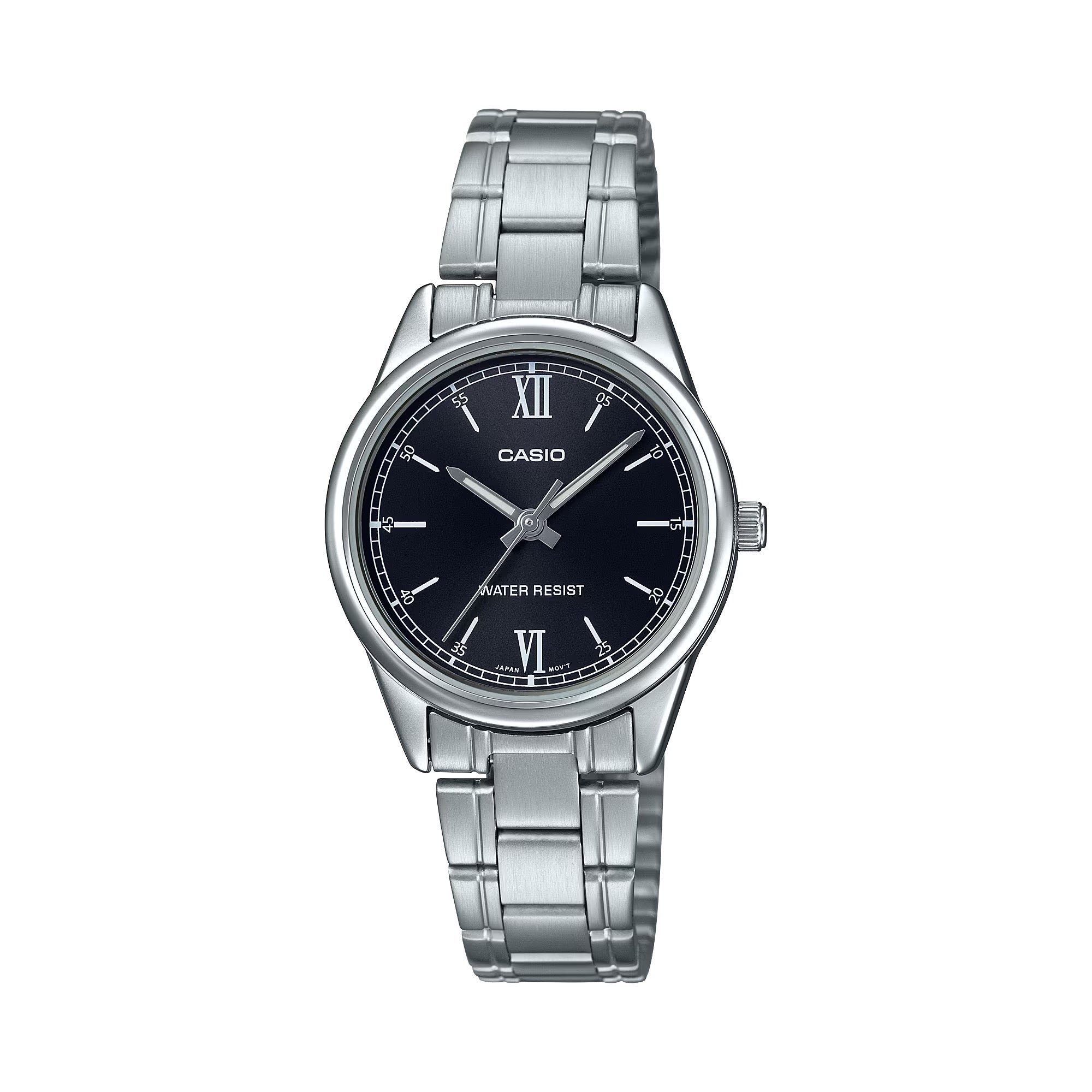 Casio Women Silver-Tone Analog Watch with Black Dial - LTP-V005D-1B2UDF