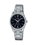 Casio Women Silver Stainless Steel Watch with Black Dial - LTP-V005D-1BUDF