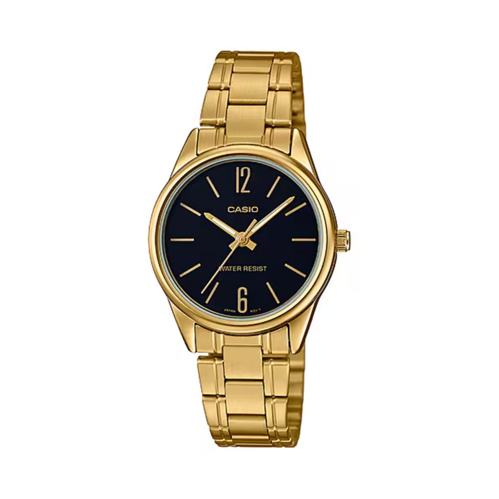 Casio Women Gold Analog Watch Black Dial Steel Bracelet - LTP-V005G-1BUDF
