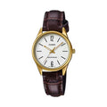 Casio Women Gold Tone Analog Watch White Dial and Brown Leather Strap - LTP-V005GL-7BUDF