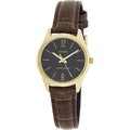 Casio Women Gold-Tone Leather Strap Analog Watch Black Dial - LTP-V005GL-9BUDF