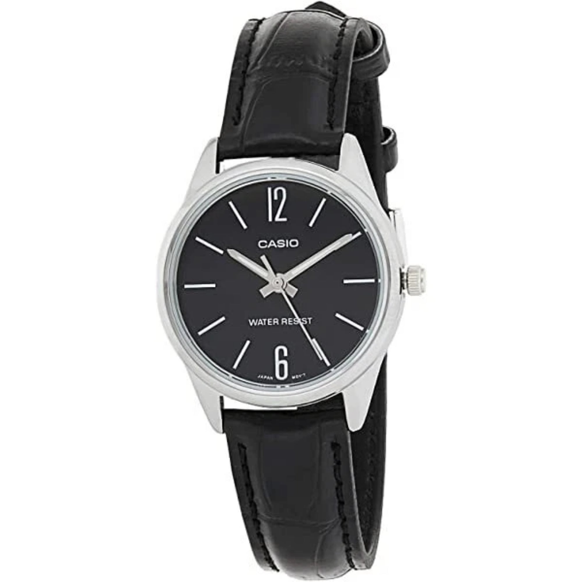 Casio Women Black Dial Analog Watch with Black Leather Strap - LTP-V005L-1BUDF