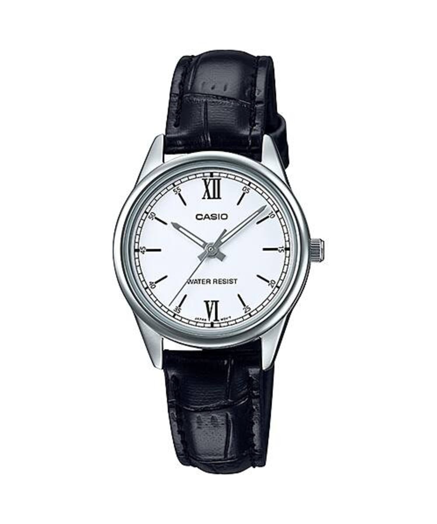 Casio Women Black Leather Strap White Dial Analog Watch - LTP-V005L-7B2UDF