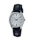 Casio Women Black Leather Strap Silver Dial Analog Watch - LTP-V005L-7BUDF