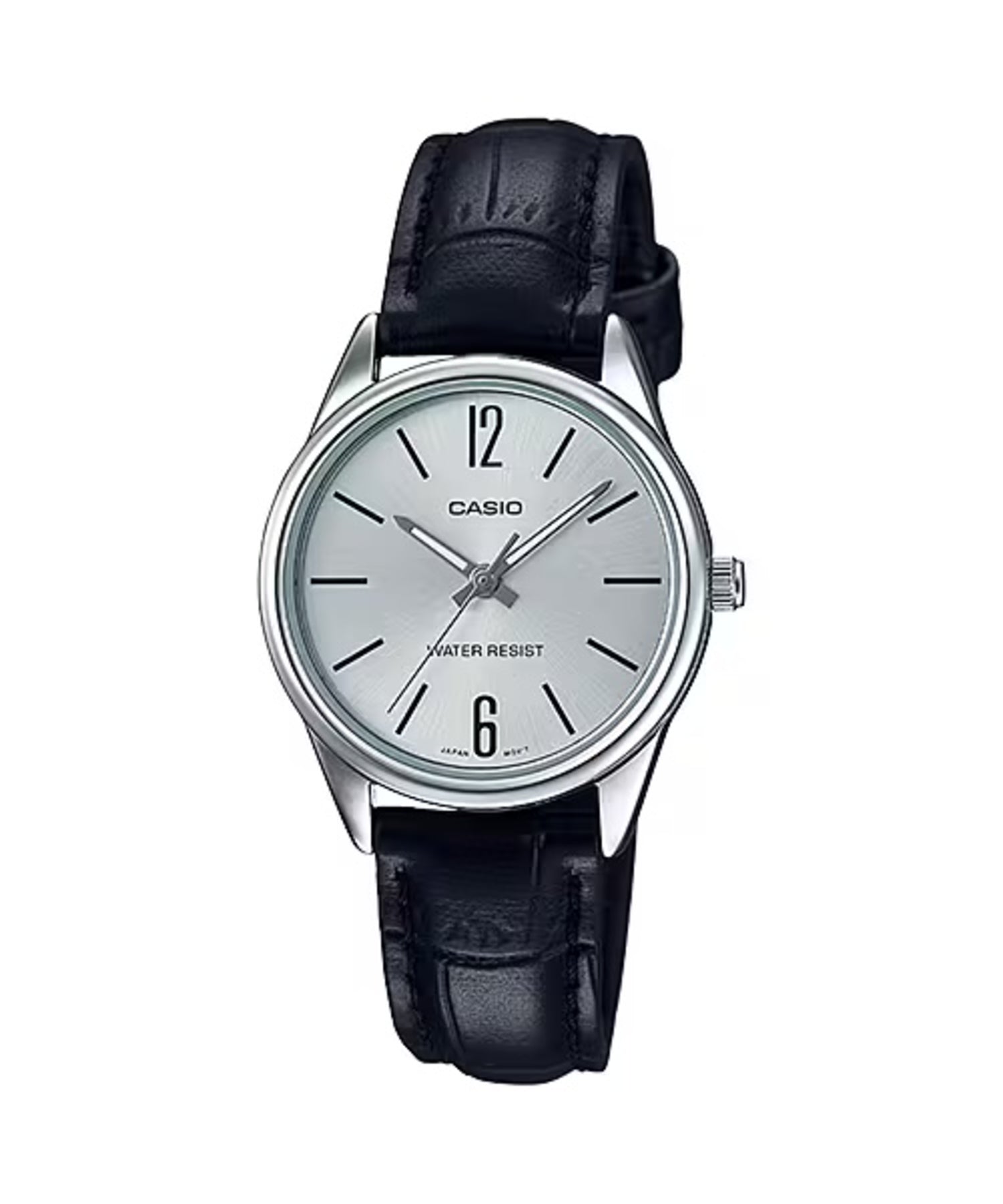 Casio Women Black Leather Strap Silver Dial Analog Watch - LTP-V005L-7BUDF
