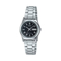 Casio Women Black Dial Analog Watch with Day-Date Steel Bracelet - LTP-V006D-1BUDF